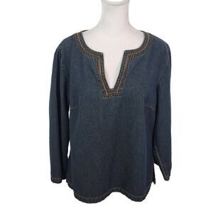 Newport News Denim Shirt Size 12 Vintage Jean Shirt Newport News Denim Top